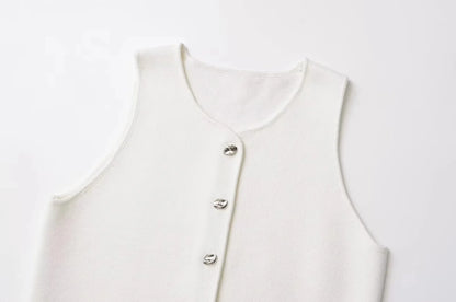 Fall 2025 Knit Vest For Women Sleeveless Cropped Woman White Vest Fall Asymmetrical Slim Sweater Vests Top Basic Slim Shirt