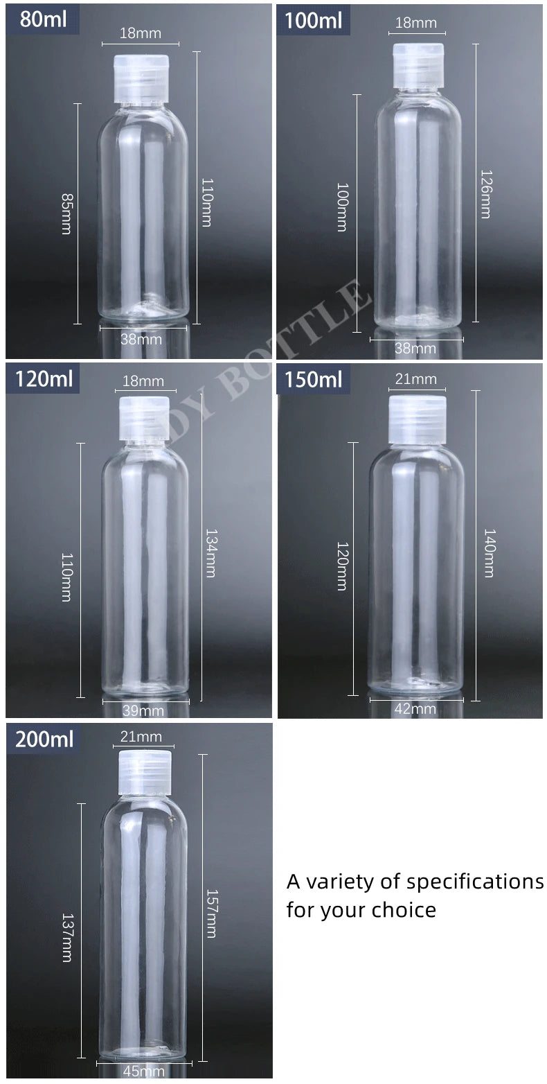 Wholesale30ml-120ml Refillable Transparent Empty Bottle Plastic Portable Bottle Travel Container Refillable Cosmetics Container