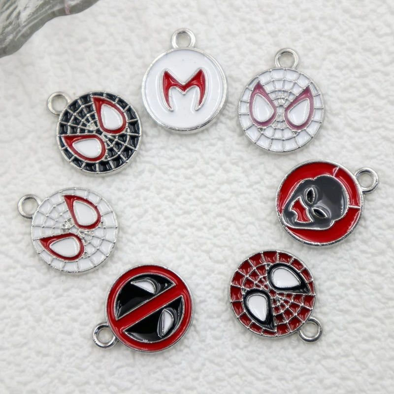 10pcs Superhero Alloy Pendant Anime Round Charms DIY Necklace Bracelet Earings Jewelry Keychain Decoration Accessories