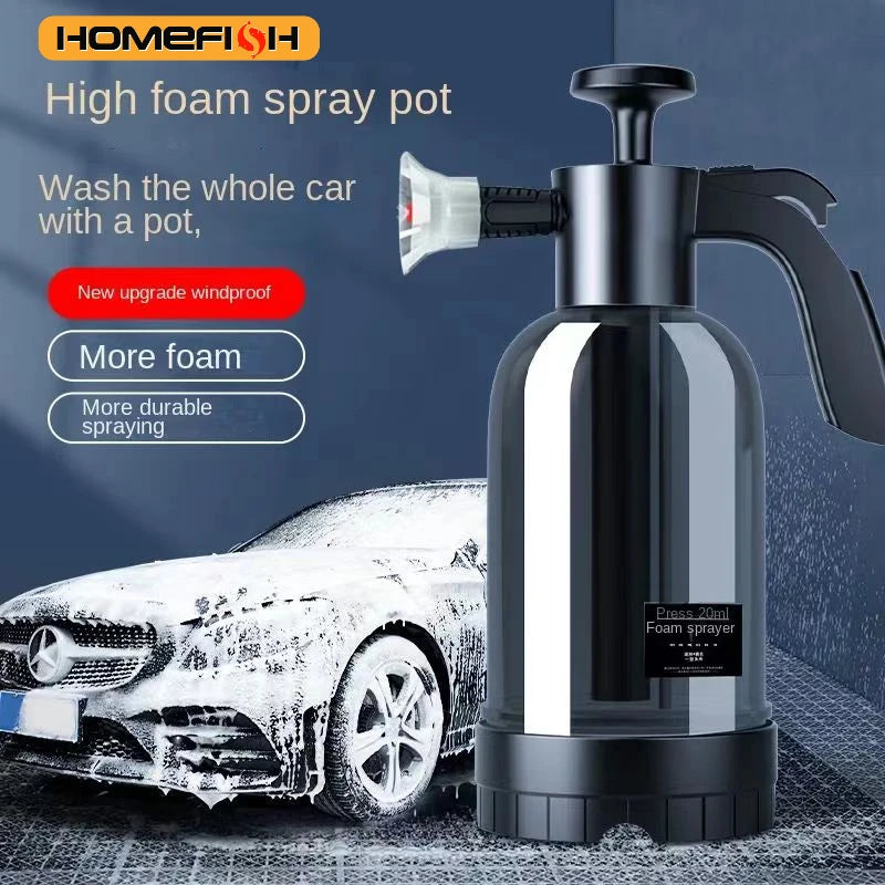 New Air Pressure Car Wash Foam Spray Can Handheld 2L Car Family Watering Can Fan High Pressure Transparent Foam Type