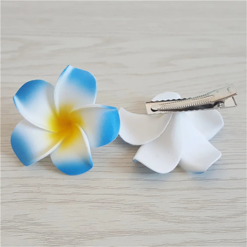 6Pcs Plumeria Flower Hair Clips for Women Girls Hairpins Egg Flower Barrette Hawaiian Wedding Party Bag Hat Accessories