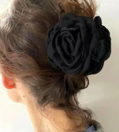 Peri'sBox French Vintage Rose Hairpin Women Advanced Temperament Backward Shark Hairpin Headwear Sweet Personalized Accessorie