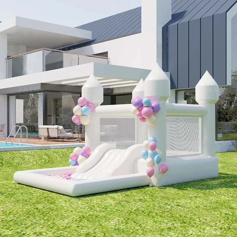 White 4m Giant Inflatable Bounce Houses Jumping Castle With Ball Pool Event Kids Children Birthday Party Outdoor Bouncy Castle