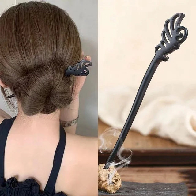 New Women Fashion Simple Black Wood Hairpin Adult Sweet Hairpins Female Hair Accessories Headwear