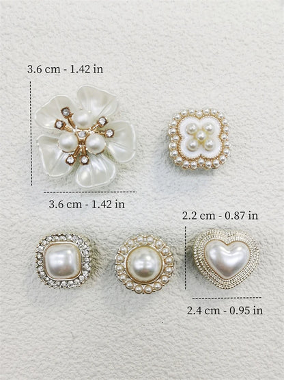 10PCS Shoe Charms ABS Decorations Accessories DIY Ornament Pins For Clog Buckle Lady Garden Shoes Elegant Pearl Floral Design