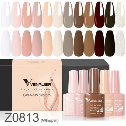 Venalisa Nail Gel Polish Kit Christmas Gift Winter Color Collection Semi Permanent New Learner Nude Pink Nail Varnish Set