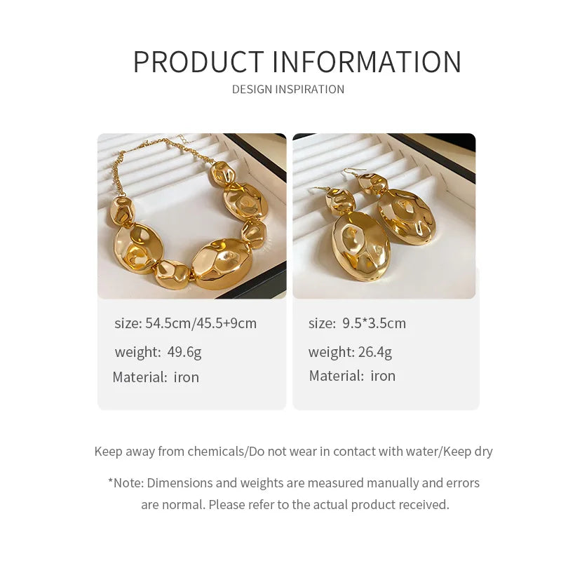 NISHIZAWA Oval Irregular Geometric Necklace Unique Metal Clavicle Chain Splicing Fashionable Personality Necklace