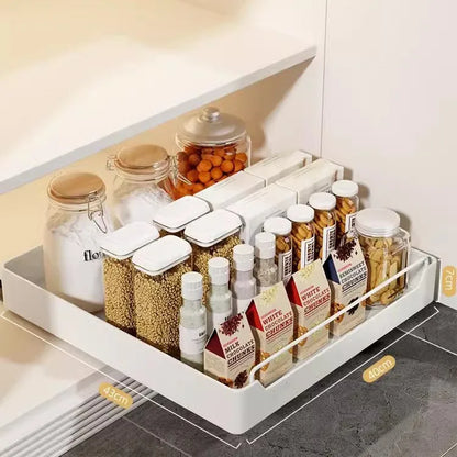 Kitchen Storage Box with Sliding Rail Pull-out Cabinet Storage Rack Spice Pantry Shelves Drawer Kitchen Organizer Basket