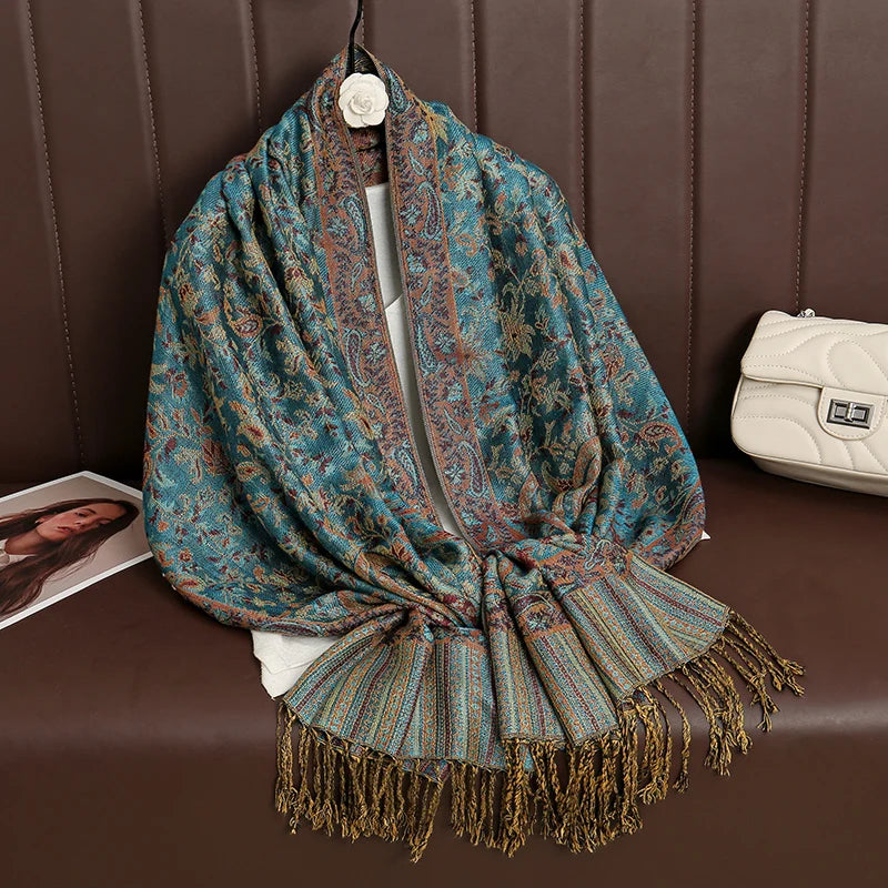 18 Color Available Luxury Bohemian Style Shawl Women Scarf Jacquard Paisley Designer Lady Muslim Hijab Pashmina Neckerchief Wrap