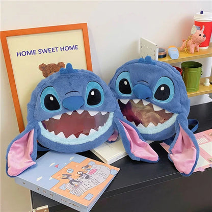 HOT Stitch See-through Bag Plush Doll Backpack Girls Large Capacity Cute Funny Backpack Anime Kawaii Cartoon School Bag Mochila