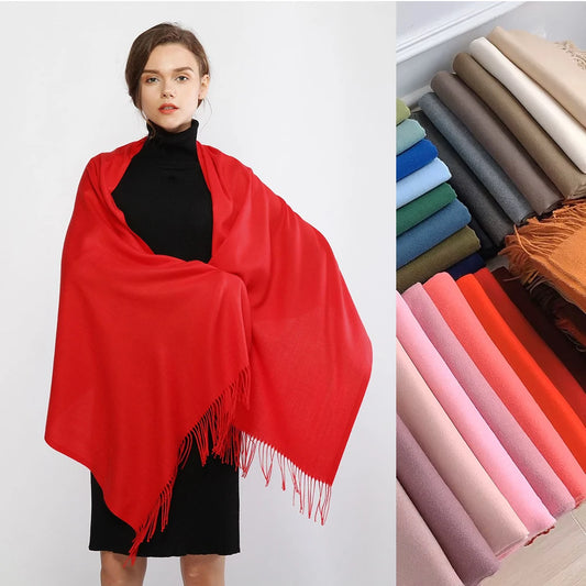 Solid Colors Cashmere Feel Scarfs for Women Winter Keep Warm Pashmina Scarfs Wraps Blanket Bufanda Women Scarves Stoles Foulard