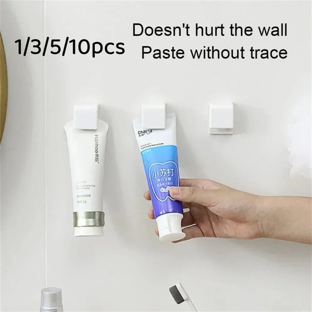 Punch-free Toothpaste Holder Wall-mounted Hook Holder Storage Rack Holders Organizer Bathroom Accessories