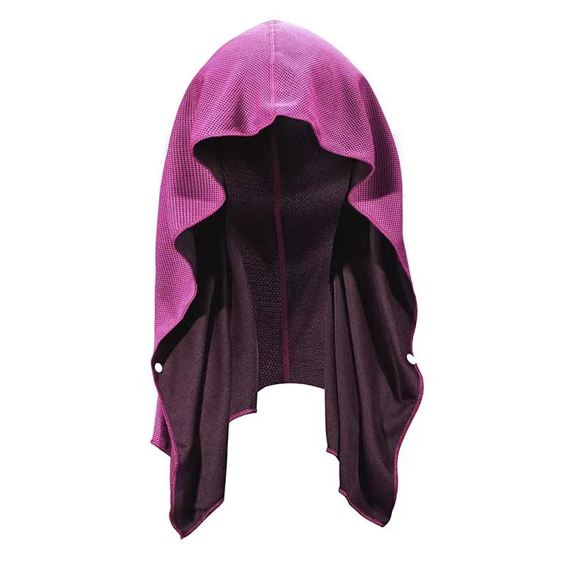 Quick Drying Sports Towel U-shaped Hoodie Cooling Towel Sun Protection Beach Towel for Camping Gym Swimming Running Yoga