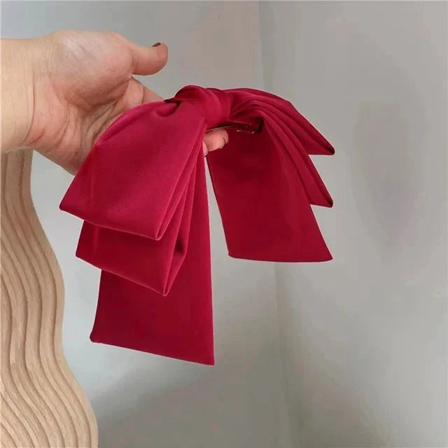 New Big Satin Hair Clip Hair Bows Girl Women Solid Pink Black Multi Layer Hair Pin Korean Fashion Pinches for Hair Accessories