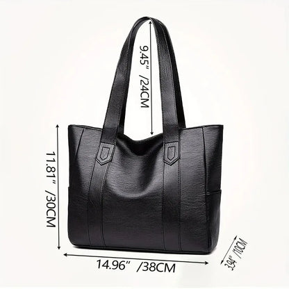 new 2024 Vintage Large Capacity Tote Bag, Retro Vegan Shoulder Bag, Women's Casual Handbag For Commute