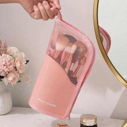 1 Pc Stand Cosmetic Bag for Women Clear Zipper Makeup Bag Travel Female Makeup Brush Holder Organizer Toiletry Bag