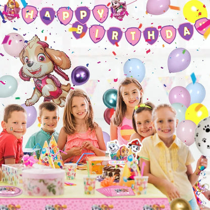 Pink Paw Patrol Skye Birthday Party Decorations Skye Foil Latex Balloons  Tableware Plate Backdrop For Kids Girls Party Supplies