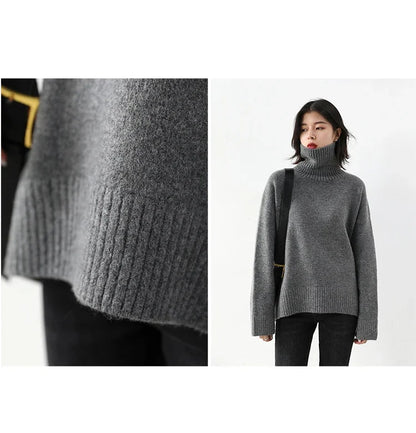 CHIC VEN Women's Sweater Autumn Winter New Turtleneck Knit Pullover Loose Clothes for Women Warm Solid Basic Female Tops 2023