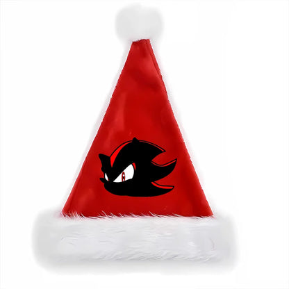 Sonics Anime Santa Hats Non-woven Fabric Red Xmas Cap Kids Adults Unisex Christmas Dress-up Party Decor Cosplay Child Party Gift