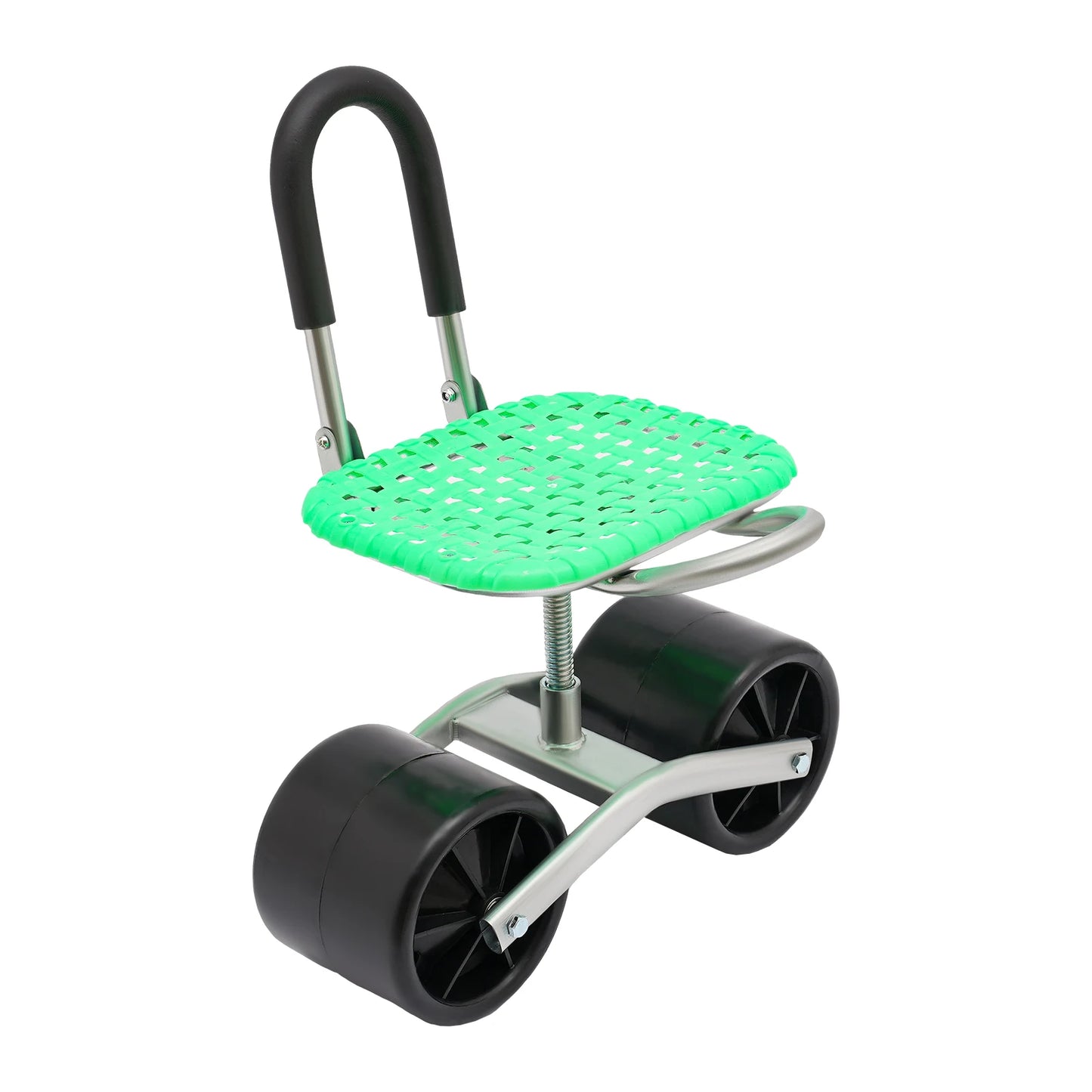 Garden Rolling Stool Workseat with 2 Wheels Stable Sturdy Cart Adjustable Seat Height and Direction for Gardening Floor Standing