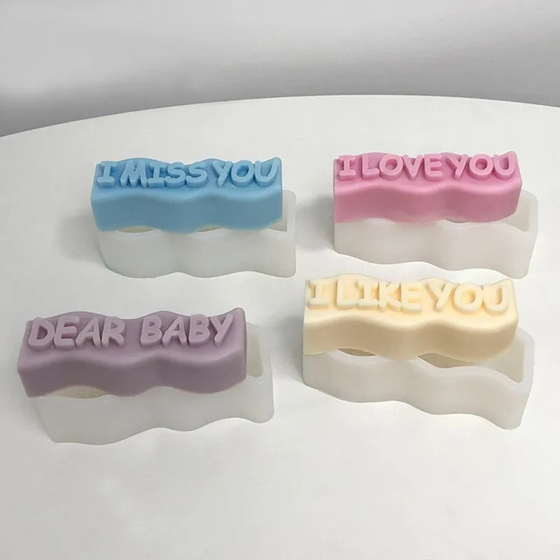 Valentine's Day Silicone Candle Mold 3D Wave Letter Handmade DIY Craft Mould Resin Epoxy Form for Candles Soap New 2024