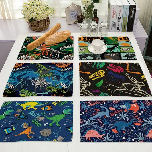 Cute Cartoon Dinosaur Place Mats mats For Children Kids Fabric Coaster Table Decoration Mat Kitchen Dining   Pads