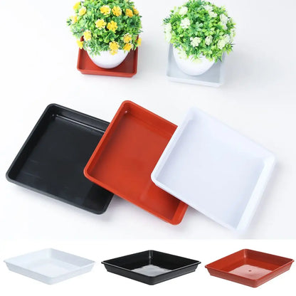 Hot 4/6/7/8/10 inch Plastic Plant Pot Saucer Drip Trays Saucers Indoor Outdoor Heavy Duty Square Flower Pot Brown/White/Black