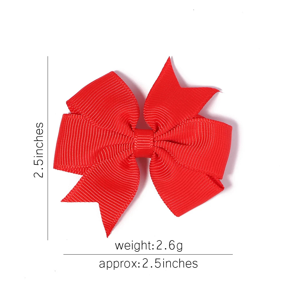 10pcs/set Solid Colors Grosgrain Ribbon Bows Clips Hairpin Girl's hair bows Boutique Hair Clip Headware Kids Hair Accessories