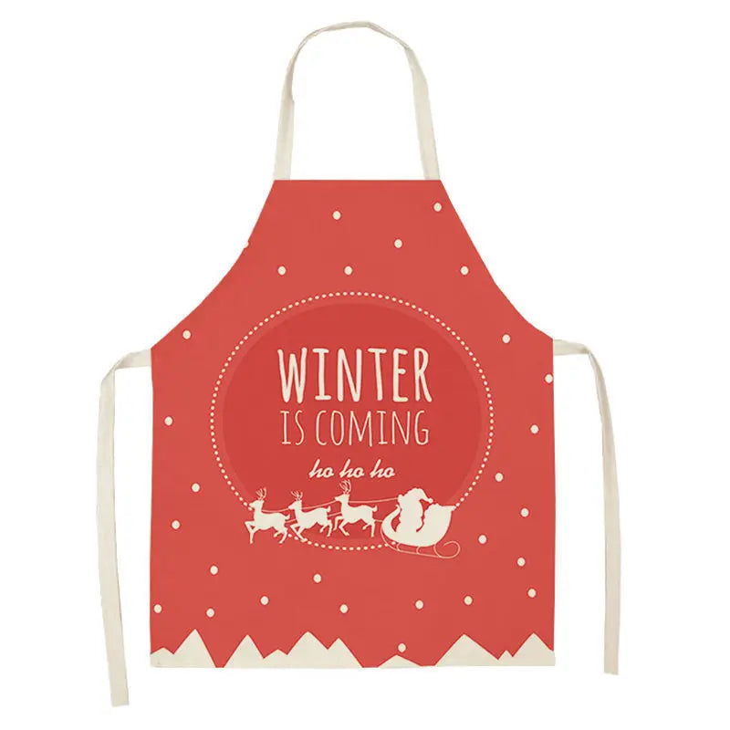 1Pcs Merry Christmas Apron for Woman Pinafore Cotton Linen Aprons 55x68cm Adult Bibs Kitchen Baking Cooking Accessories