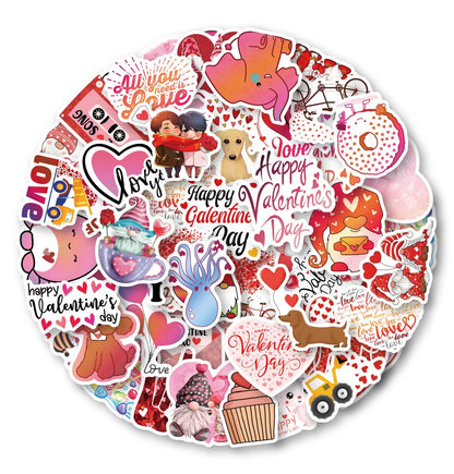 10/30/50Pcs Valentine's Day Stickers For Suitcase Skateboard Laptop Luggage Fridge Phone Car Styling DIY Decal Pegatinas