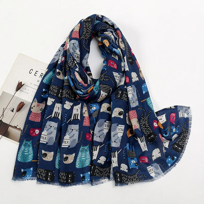 Women Lovely Cute Animal Dachsund Dog Pattern Viscose Shawls And Wraps Snood Pashmina Stole Bufandas Muslim Hijab Sjaal 180*85Cm