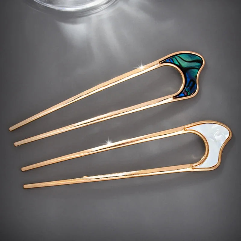 Shell Hairpin Metal U Shaped Hair Pins Hair Fork U French Hair Pin Simple And Fashionable Hair Accessories For Women