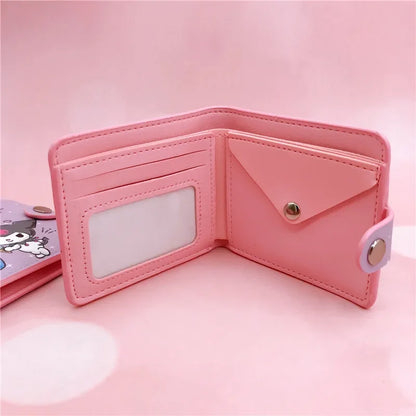 Kawaii Hello Kitty Cinnamoroll My Melody Kuromi Sanrio New Pu Casual Money Bag Coin Purse Card Holder Wallet With Buttons