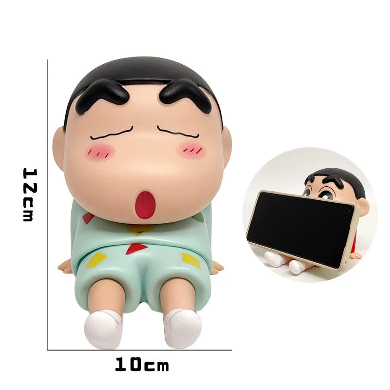 Crayon Shin-Chan Anime Figure Phone Holder Kawaii Desktop Ornaments Phone Support Mini GK Collection Decoration Toys Gifts