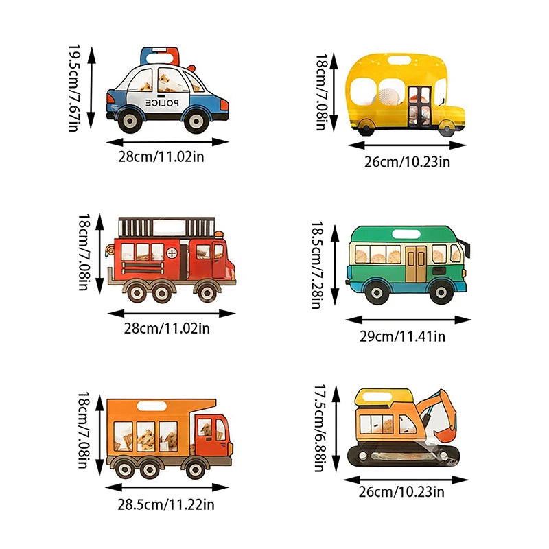 10Pcs Construction Truck Bulldozer Excavator Police Car Fire Engine Shape Candy Cookie Bags Kid Birthday Party Gift Zipper Bags