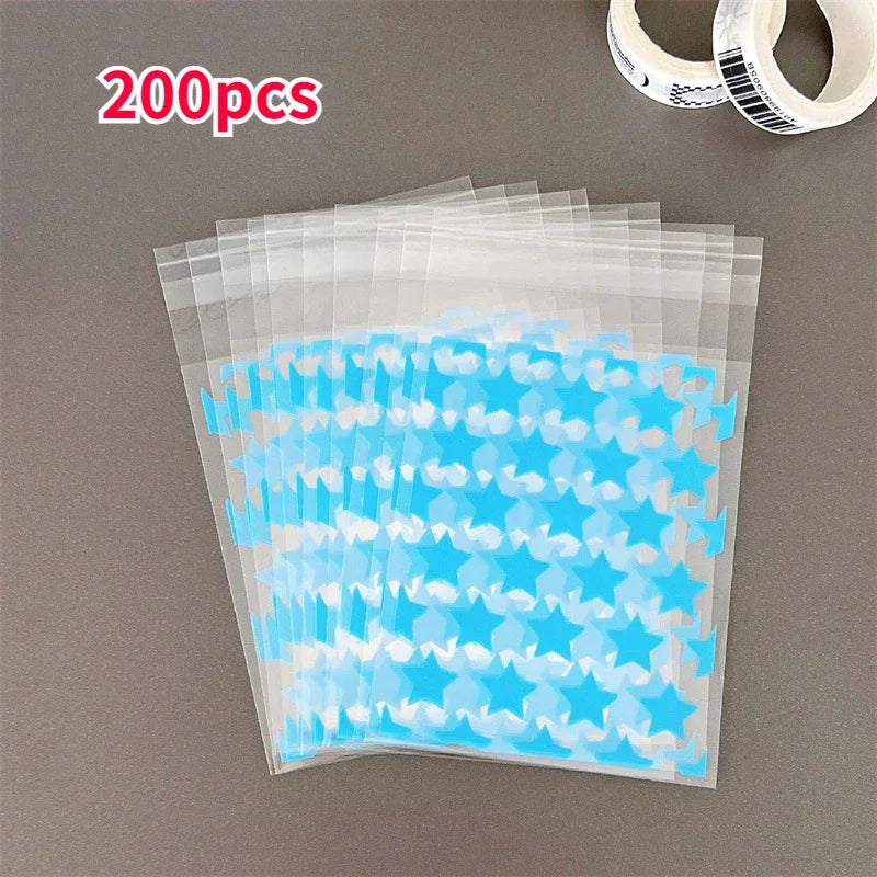 100/50pcs Transparent PE Star Jewelry Self-adhesive Bag Candy Card Holder Photo Animation Peripheral Storage Gift Bag Wholesale