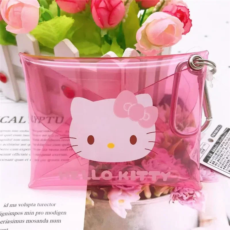 Hello Kitty Coin Pouch Cute Purse Mini Wallet Zipper Sanrio Kuromi Lipstick Kawaii Bag Keychain Clear Clutch Card Holder Gifts