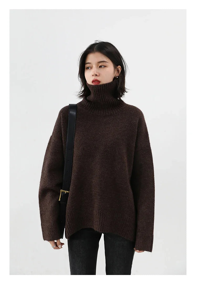 CHIC VEN Women's Sweater Autumn Winter New Turtleneck Knit Pullover Loose Clothes for Women Warm Solid Basic Female Tops 2023