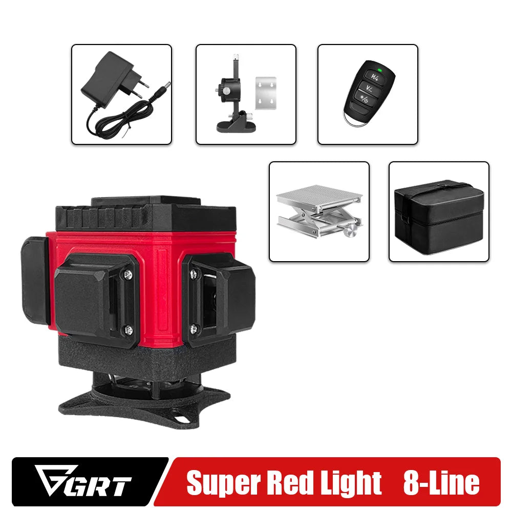 GRT Laser Level 16/12/8 Line Self Leveling 360 Horizontal and Vertical Cross Red Laser Beam Measuring Tool Лазерный уровень