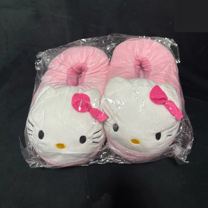 Hello Kitty Cotton Warm Slipper Anime Sanrio Autumn Winter Indoor Shoes Stuffed Doll Girl Women Plush Home Slipper Birthday Gift