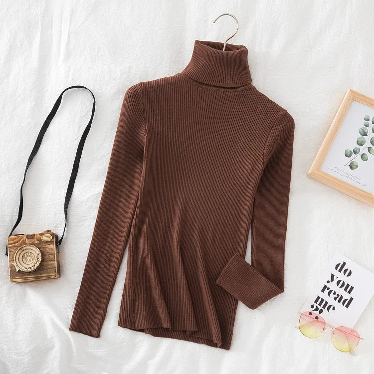 Women Turtleneck Sweater Knitted Soft Pullovers cashmere Jumpers Basic Solid Soft Sweaters Women Autumn Winter Casual Top