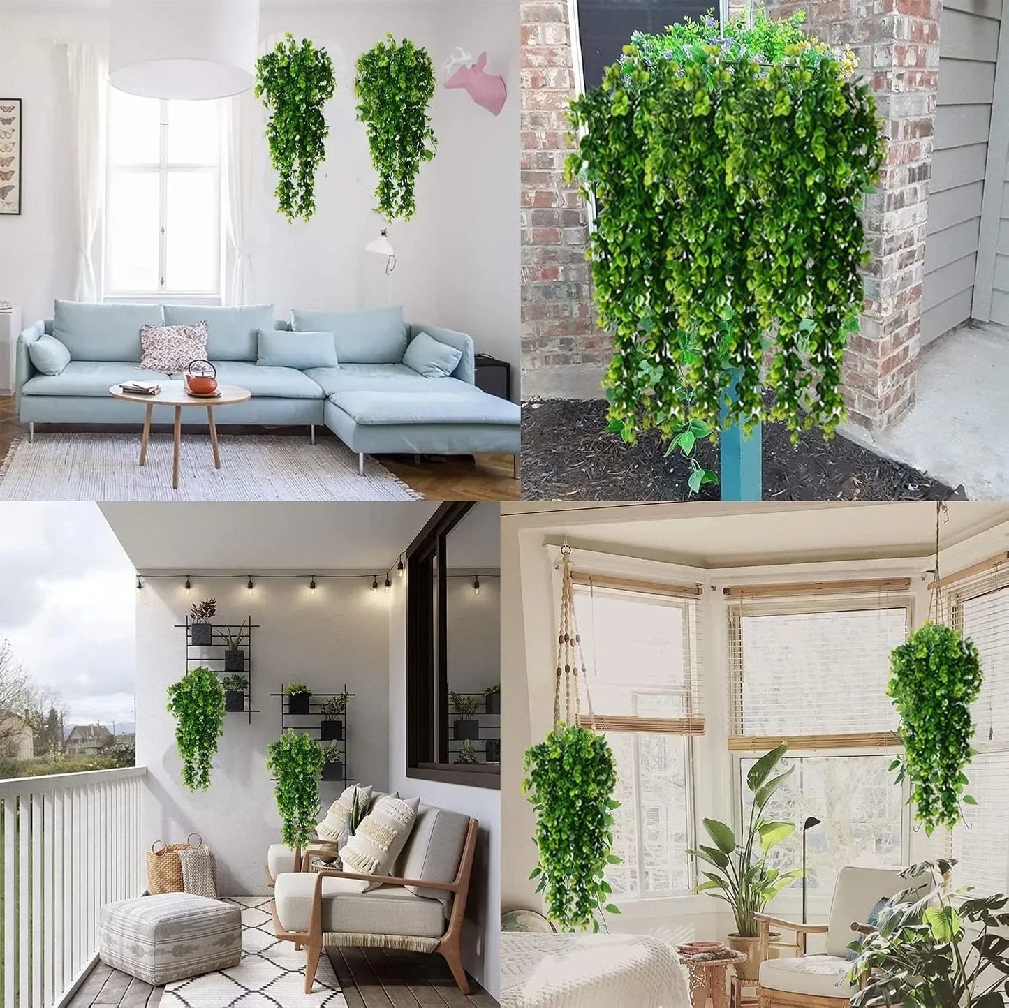 Artificial Flower Vines Simulate Green Plants Wall Ornaments Outdoor Garden Decorations Wedding Decor DIY Eucalyptus Plants