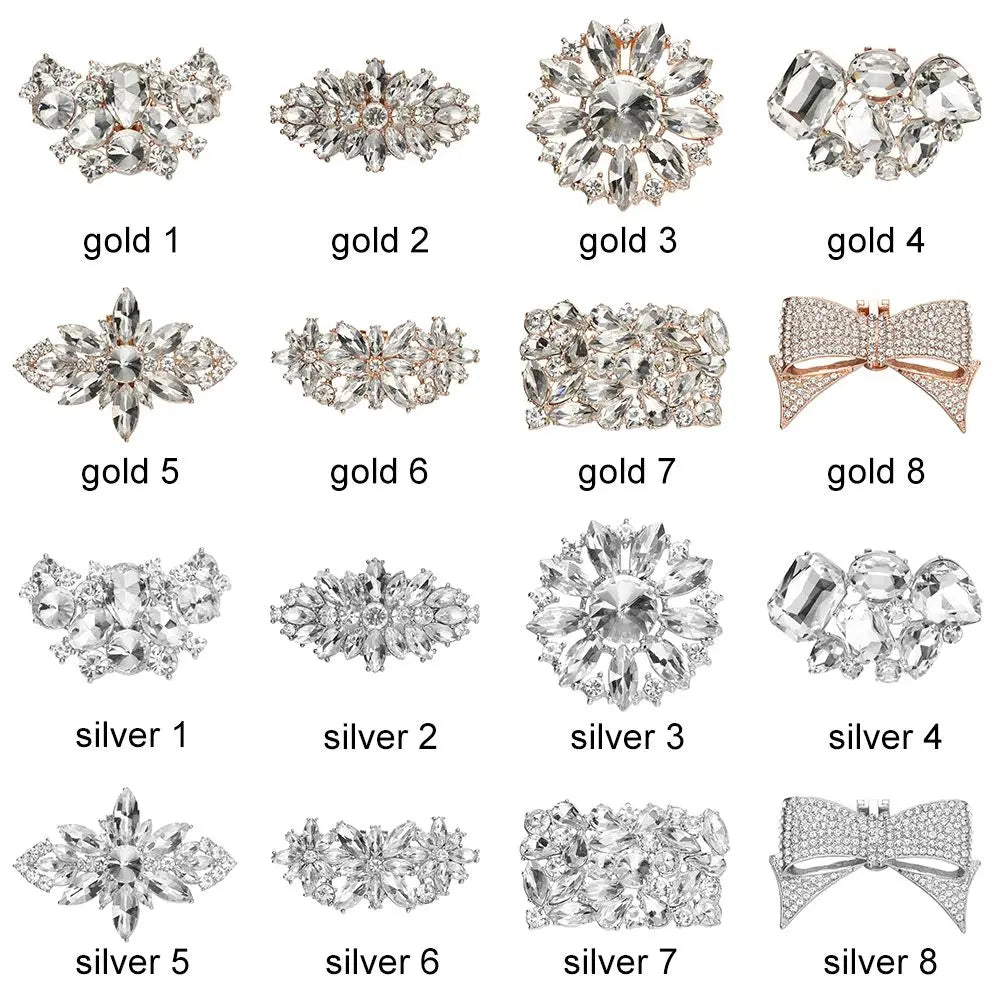 1PC Shiny Crystal Shoes Decorations Clip Women High Heel Rhinestone Charm Buckle Bag Pendant Brooch Wedding Bride Accessories