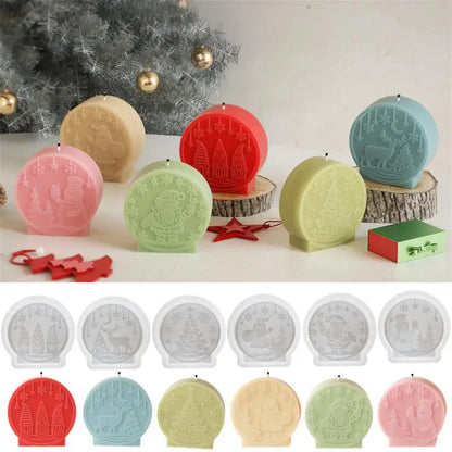 DIY Christmas Crystal Ball Silicone Mold Handmade Aroma Candles Plaster Molds Christmas Tree Snowman Elk Decoration Mould