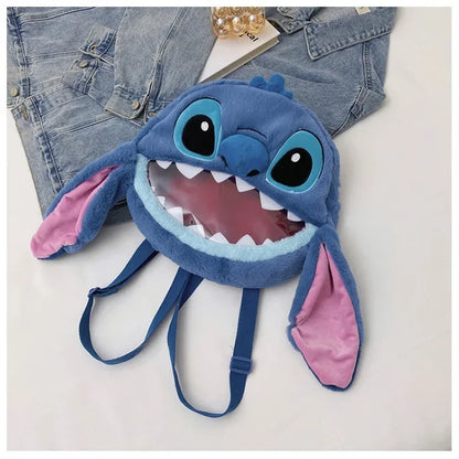 HOT Stitch See-through Bag Plush Doll Backpack Girls Large Capacity Cute Funny Backpack Anime Kawaii Cartoon School Bag Mochila