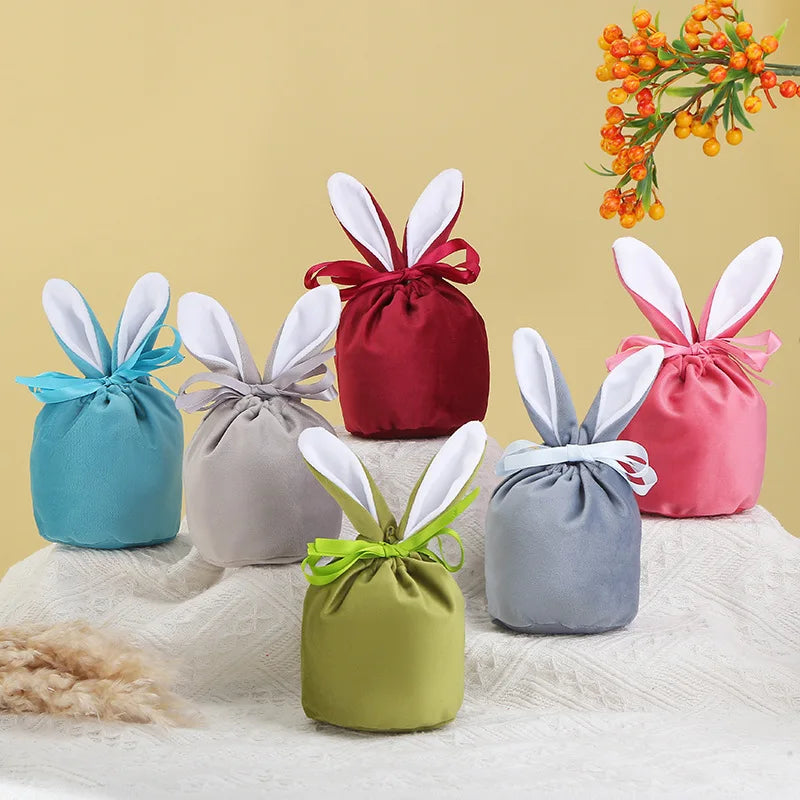 Easter Candy Bag Chocolate Bags Cloth Pouch Cute Bunny Gift Packing Bags Ears Design Birthday Wedding Party Jewelry Organizer