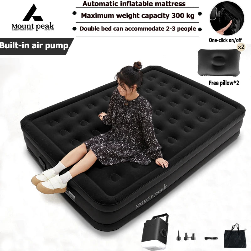 Interior Air Mattress Glamping Mats PVC Inflatable Sleeping Mattress Luxury 2 Person Camping Bed Mat Built-in Pump Thicken Mat