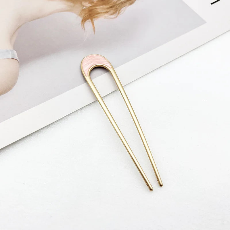 Shell Hairpin Metal U Shaped Hair Pins Hair Fork U French Hair Pin Simple And Fashionable Hair Accessories For Women