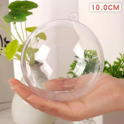 4-10cm Transparent Open Plastic Christmas Tree Pendant Home Decoration Ball Clear Bauble Ornament Gift Present Box Decoration