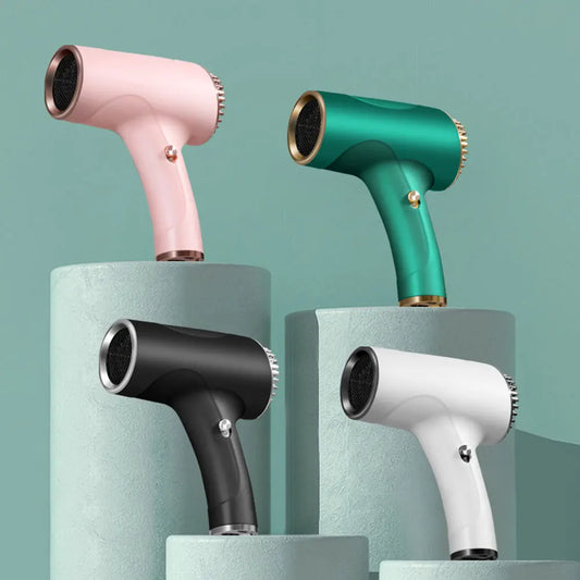 Portable Handy Hairdryer 2600mah Cordless Lonic Hair Dryer 40/500W USB Rechargeable Powerful 2 Gears for Travel Home Dormitory